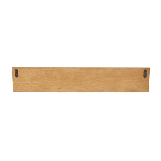 30" Light Brown Wooden Floral Room Wall Shelf with Carved Scroll Lip